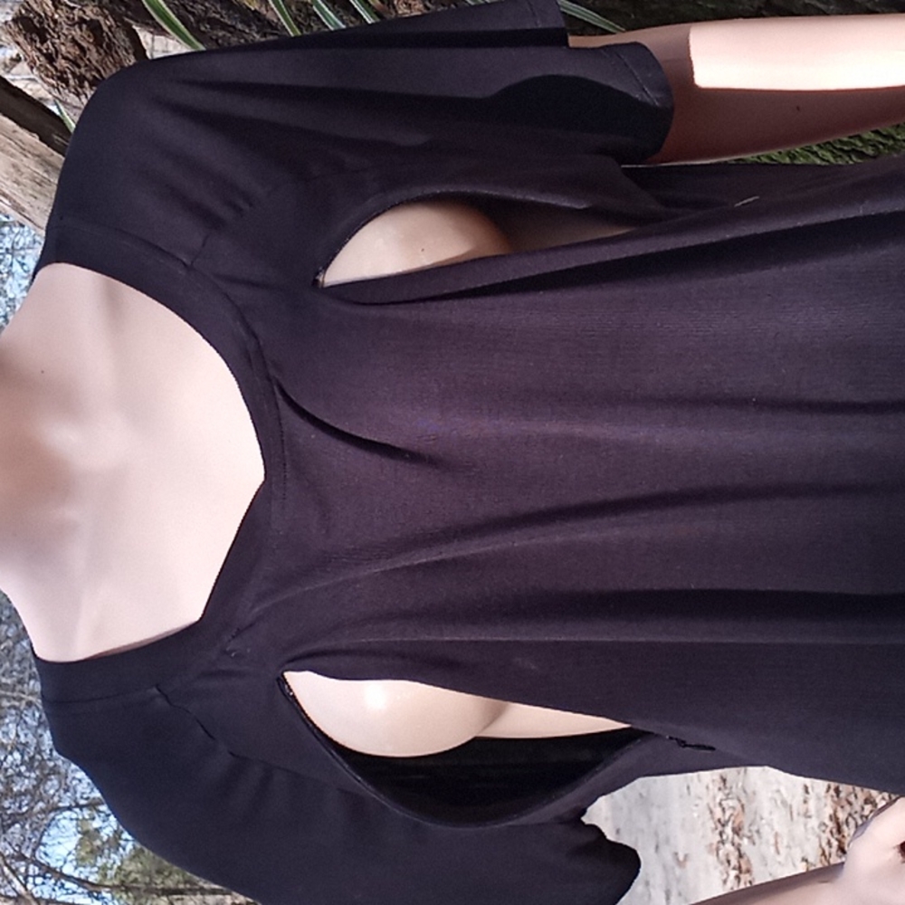 NWOT Woman's "Swomog" black dress w/breast zippers for nursing